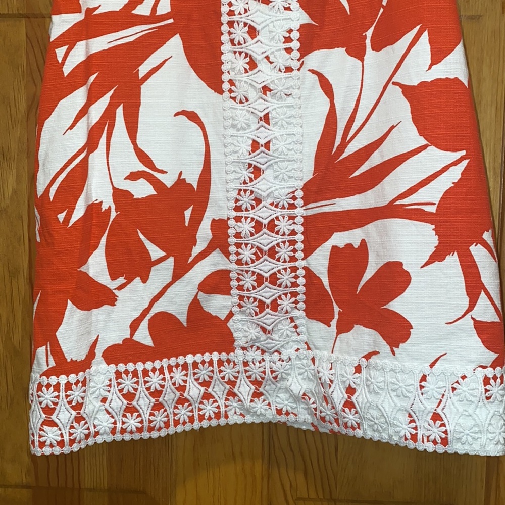 Eliza J Floral Shift Dress Orange White Sleeveless A Lined summer Dress size 2 - Picture 3 of 10